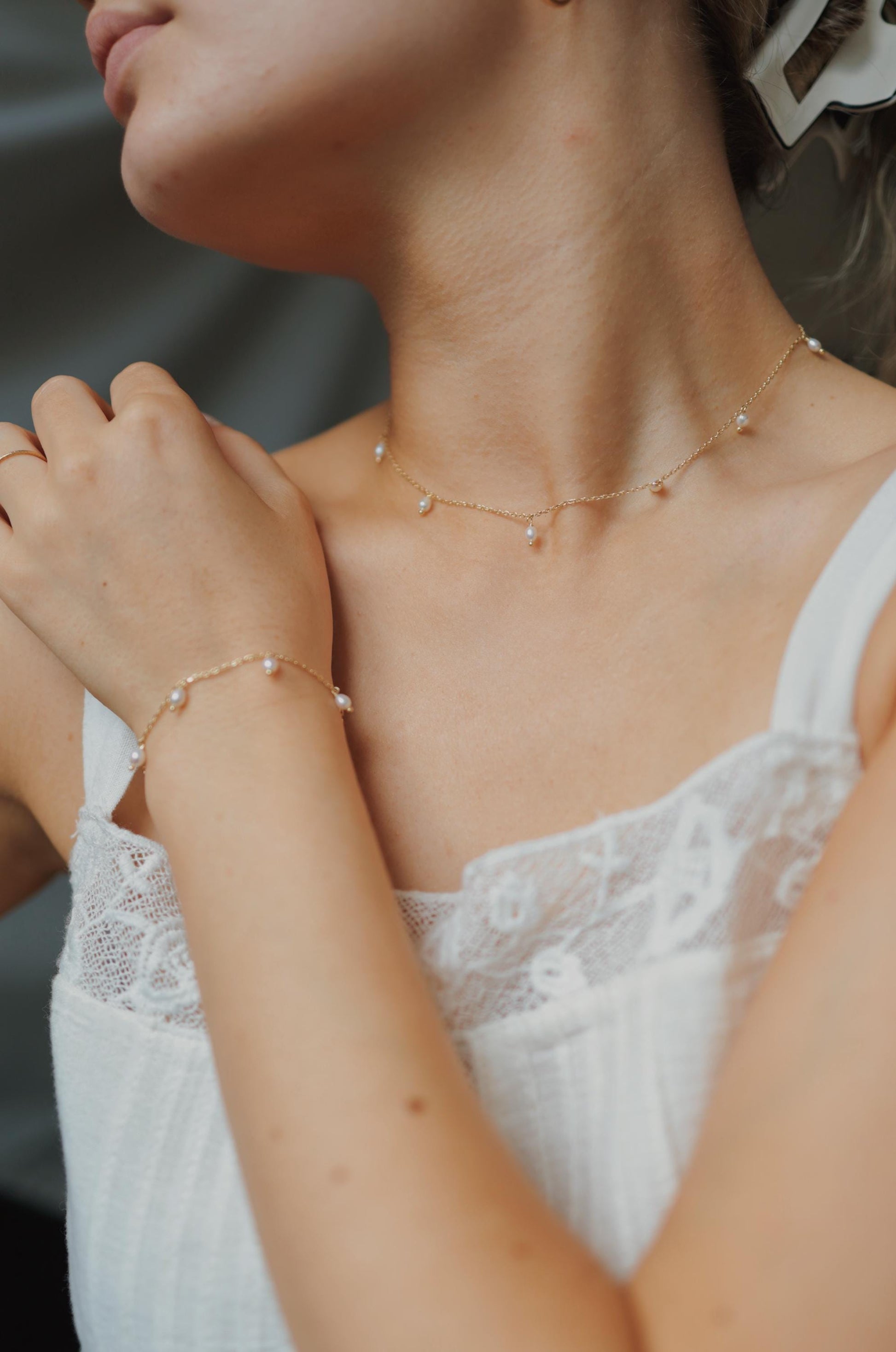 Zierliches Süßwasserperlen Armband • 18K Gold Vermeil • SERENA