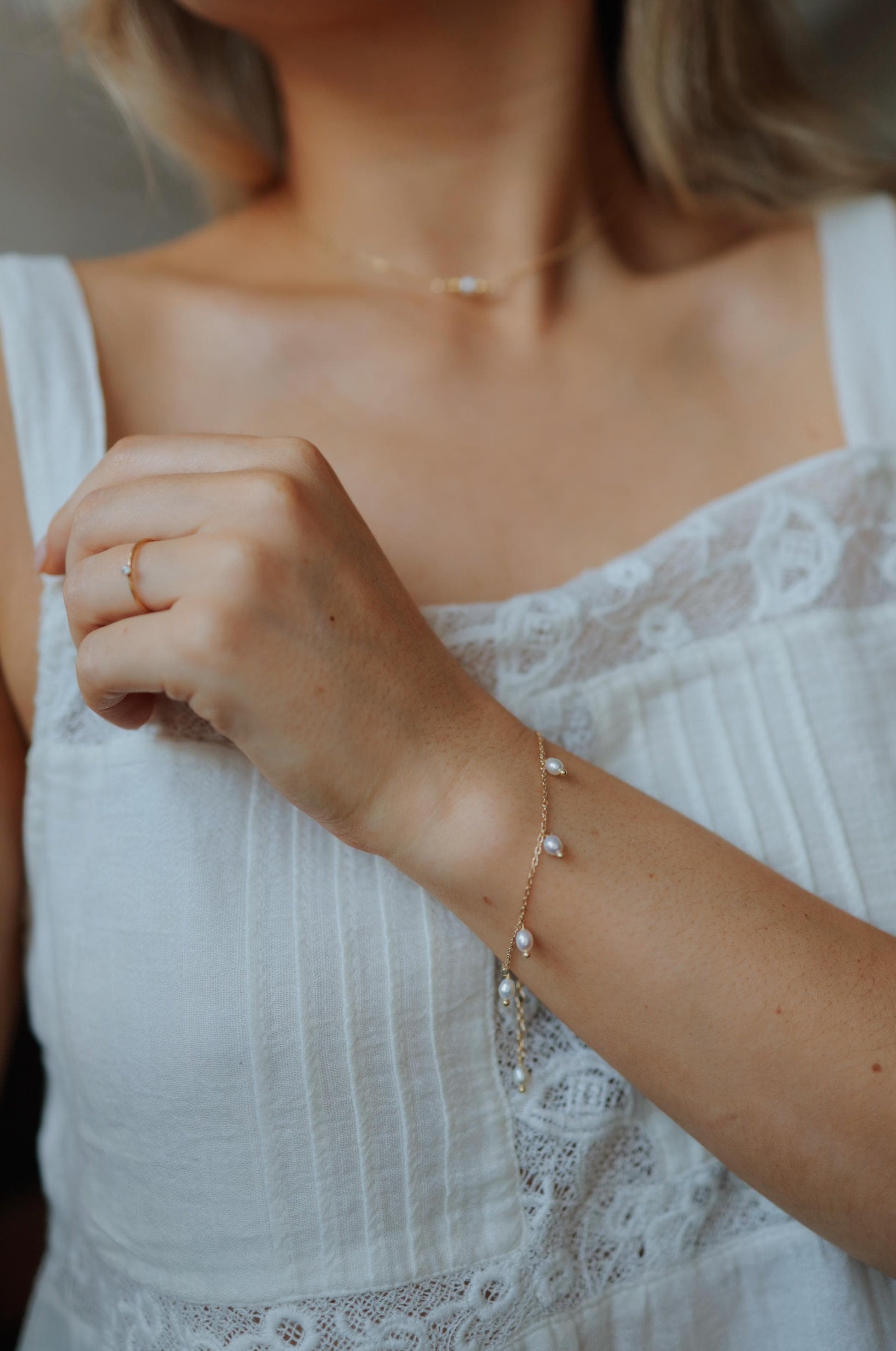 Zierliches Süßwasserperlen Armband • 18K Gold Vermeil • SERENA