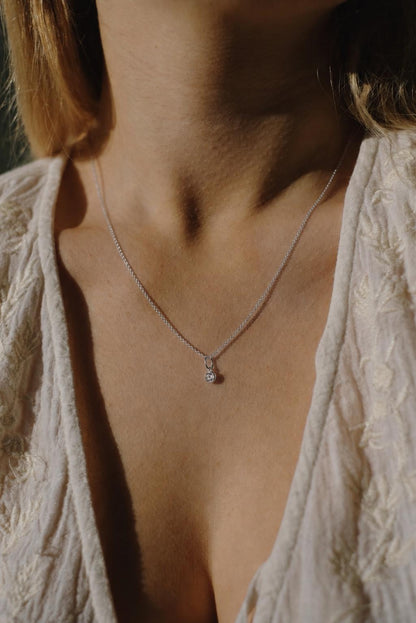 Feine Kette Silber mit CZ Anhänger • 925 Silber • SPARKLE