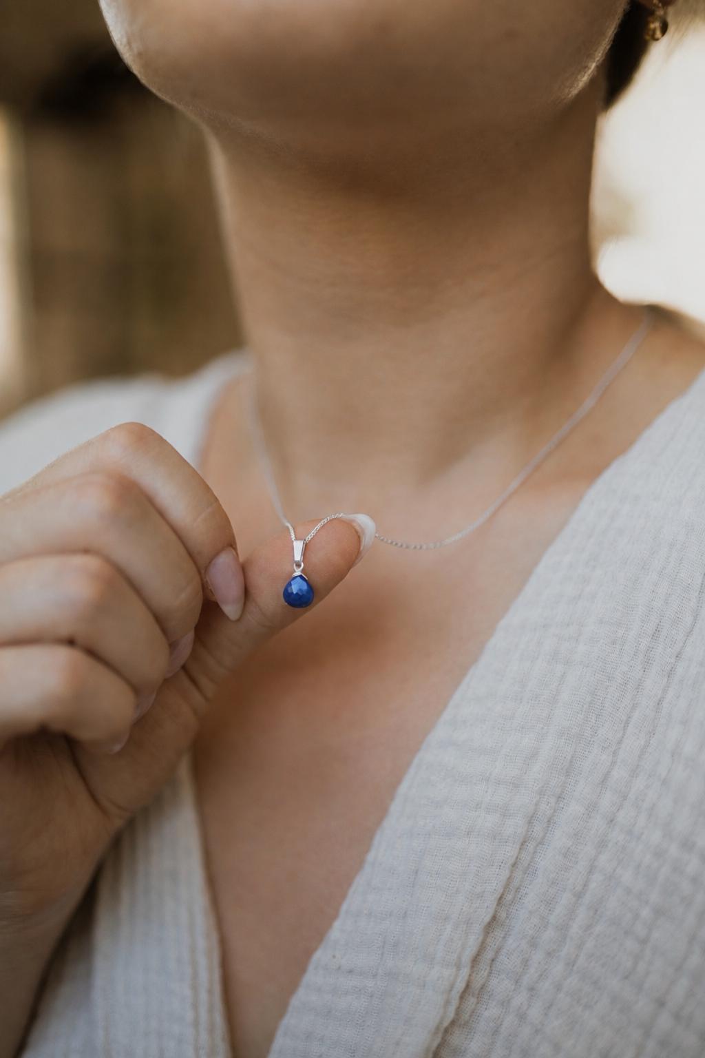 Natürliche Lapis Lazuli Kette 925 Silber • Edelstein Halskette • LAZULI