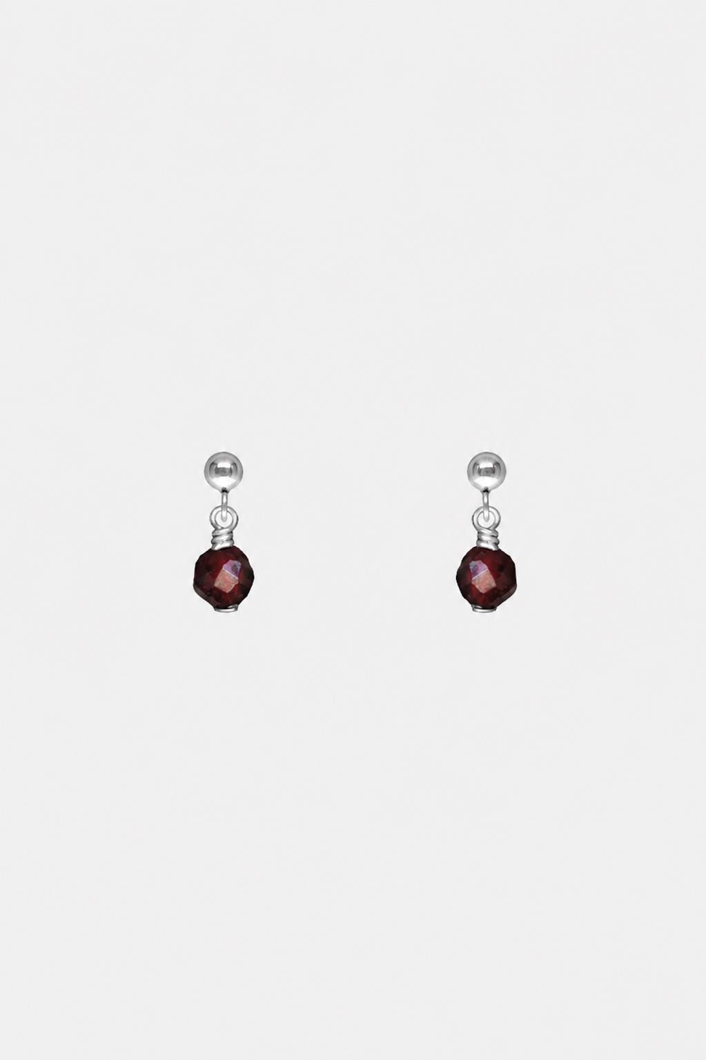 Zierliche Granat Ohrringe 925 Silber • MINI GARNET