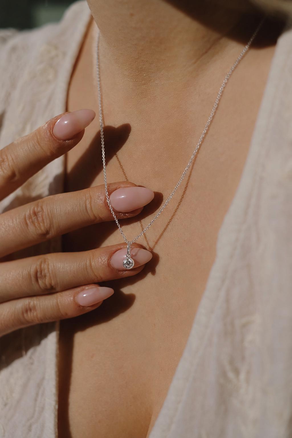 Feine Kette Silber mit CZ Anhänger • 925 Silber • SPARKLE
