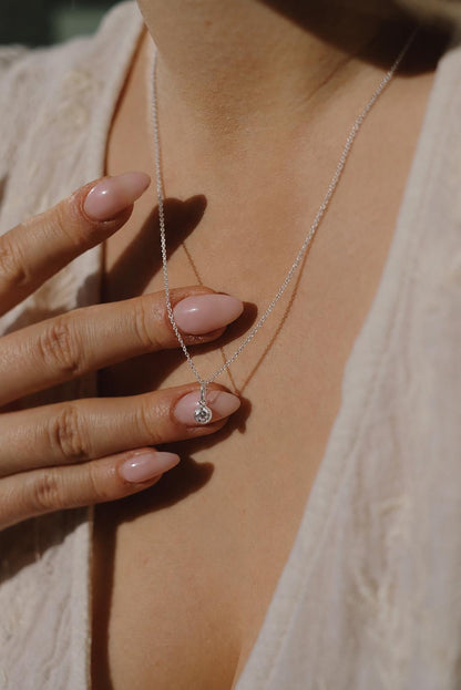Feine Kette Silber mit CZ Anhänger • 925 Silber • SPARKLE