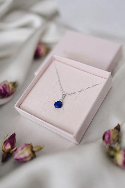 Natürliche Lapis Lazuli Kette 925 Silber • Edelstein Halskette • LAZULI