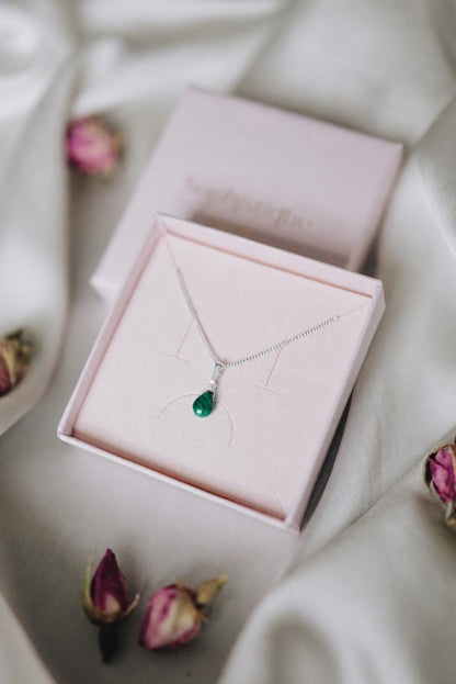 Natürliche Malachit Kette 925 Silber • Edelstein Halskette • MALACHITE