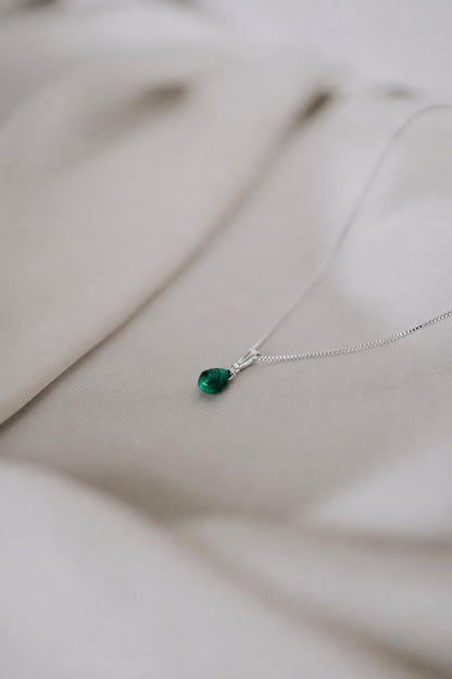 Natürliche Malachit Kette 925 Silber • Edelstein Halskette • MALACHITE