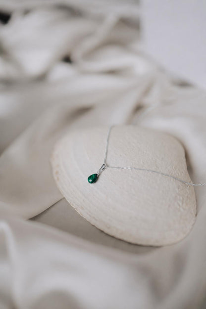 Natürliche Malachit Kette 925 Silber • Edelstein Halskette • MALACHITE