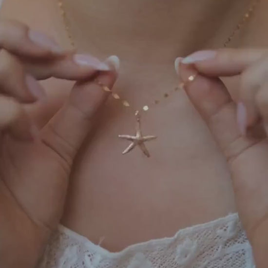 Funkelnde Kette mit Seestern Anhänger Gold • 14k Gold Filled • ODINE
