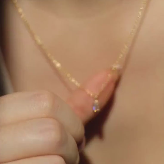 Feine Kette Gold mit Zirkonia Baguette Anhänger • 14k Gold Filled •  AUDREY