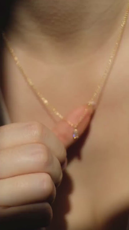 Feine Kette Gold mit Zirkonia Baguette Anhänger • 14k Gold Filled •  AUDREY