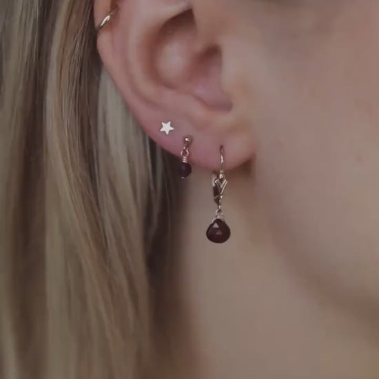 Granat Ohrringe Gold Tropfen Anhänger • 14k Gold Filled • GARNET