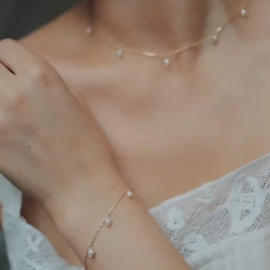 Zierliches Süßwasserperlen Armband • 18K Gold Vermeil • SERENA