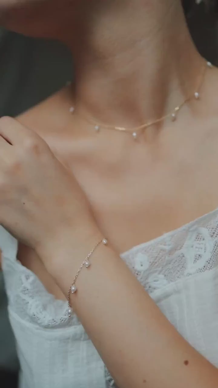 Zierliches Süßwasserperlen Armband • 18K Gold Vermeil • SERENA