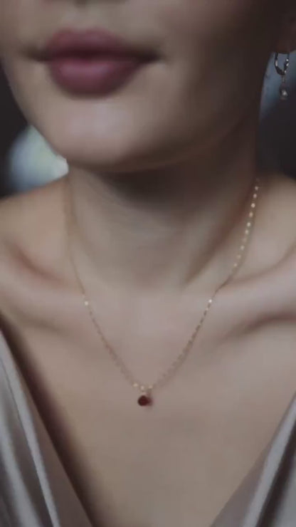 Natürliche Granat Halskette 18k Gold Vermeil • GARNET