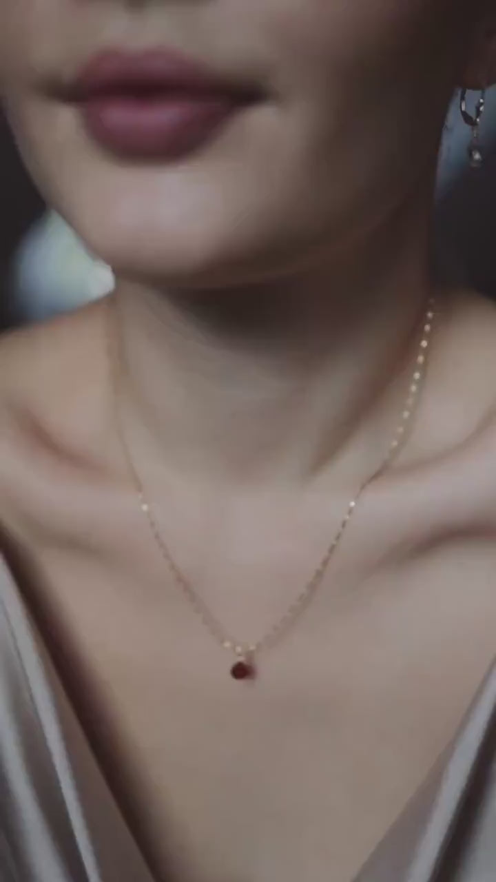 Natürliche Granat Halskette 18k Gold Vermeil • GARNET