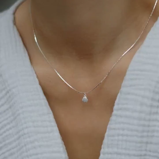 Feine Kette Silber mit Muschel Anhänger • 925 Silber • SHELL