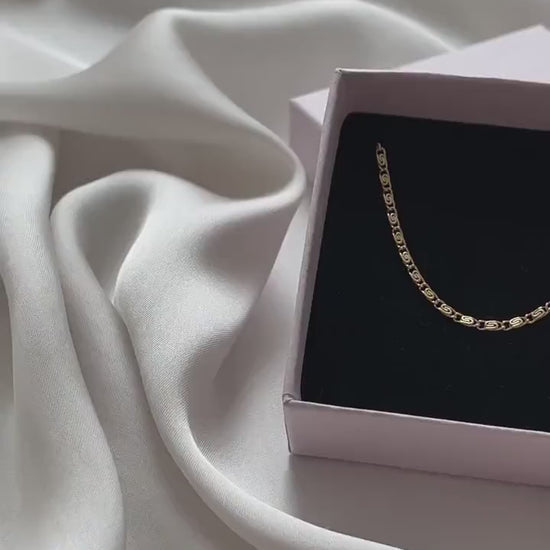 Halskette Gold • Eisenbahn Gliederkette 16K hochwertige Vergoldung • SWIRL