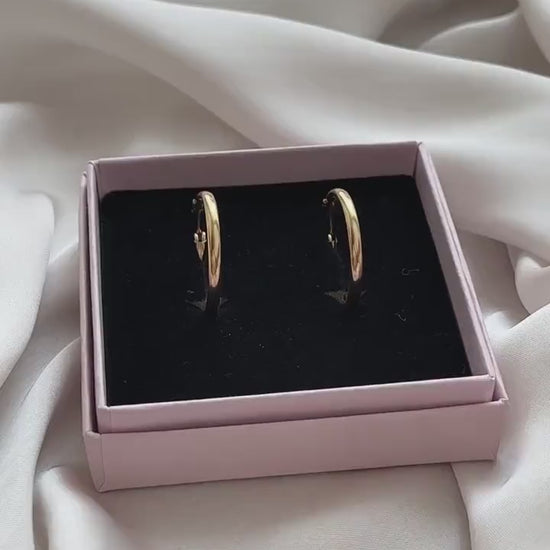 Creolen Ohrringe Gold Groß • 14K Gold Filled Hoops • Hoop Ohrringe Gold