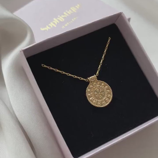 Halskette mit Münz Anhänger Gold • Ährenkette • 18k dick vergoldet