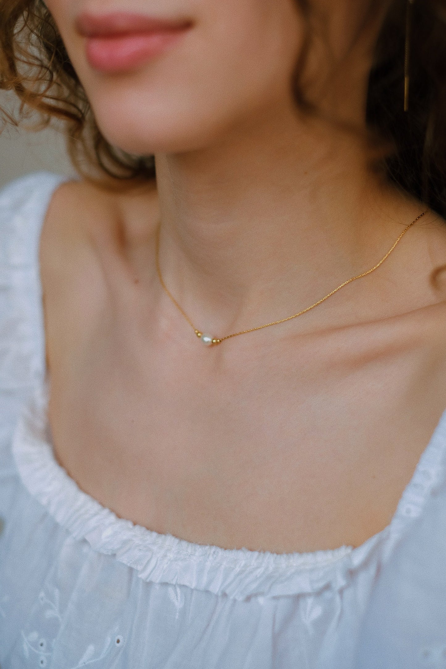 Feine Halskette Gold mit Perlen • Kette mit Süßwasserperle • 14K Gold Fill • Minimalistisch