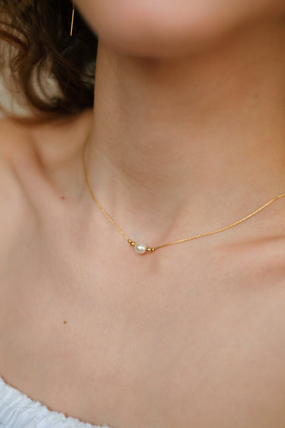 Feine Halskette Gold mit Perlen • Kette mit Süßwasserperle • 14K Gold Fill • Minimalistisch