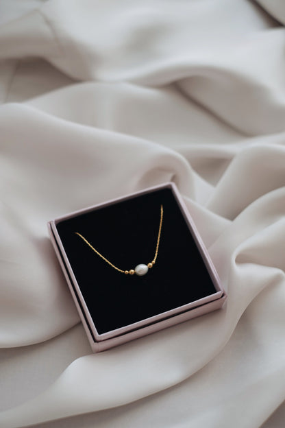 Feine Halskette Gold mit Perlen • Kette mit Süßwasserperle • 14K Gold Fill • Minimalistisch