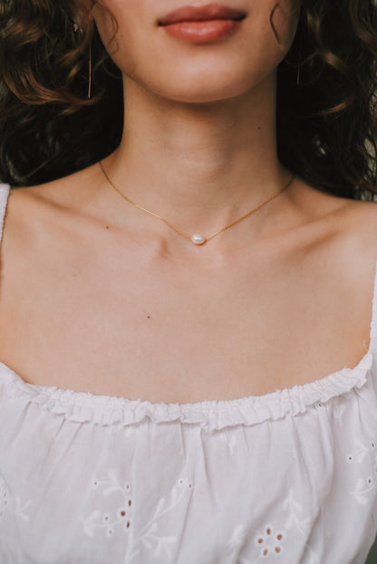 Sehr feine Halskette mit Süßwasserperle • filigrane Kette • dünne Kette • 14K Gold Filled • Minimalistisch