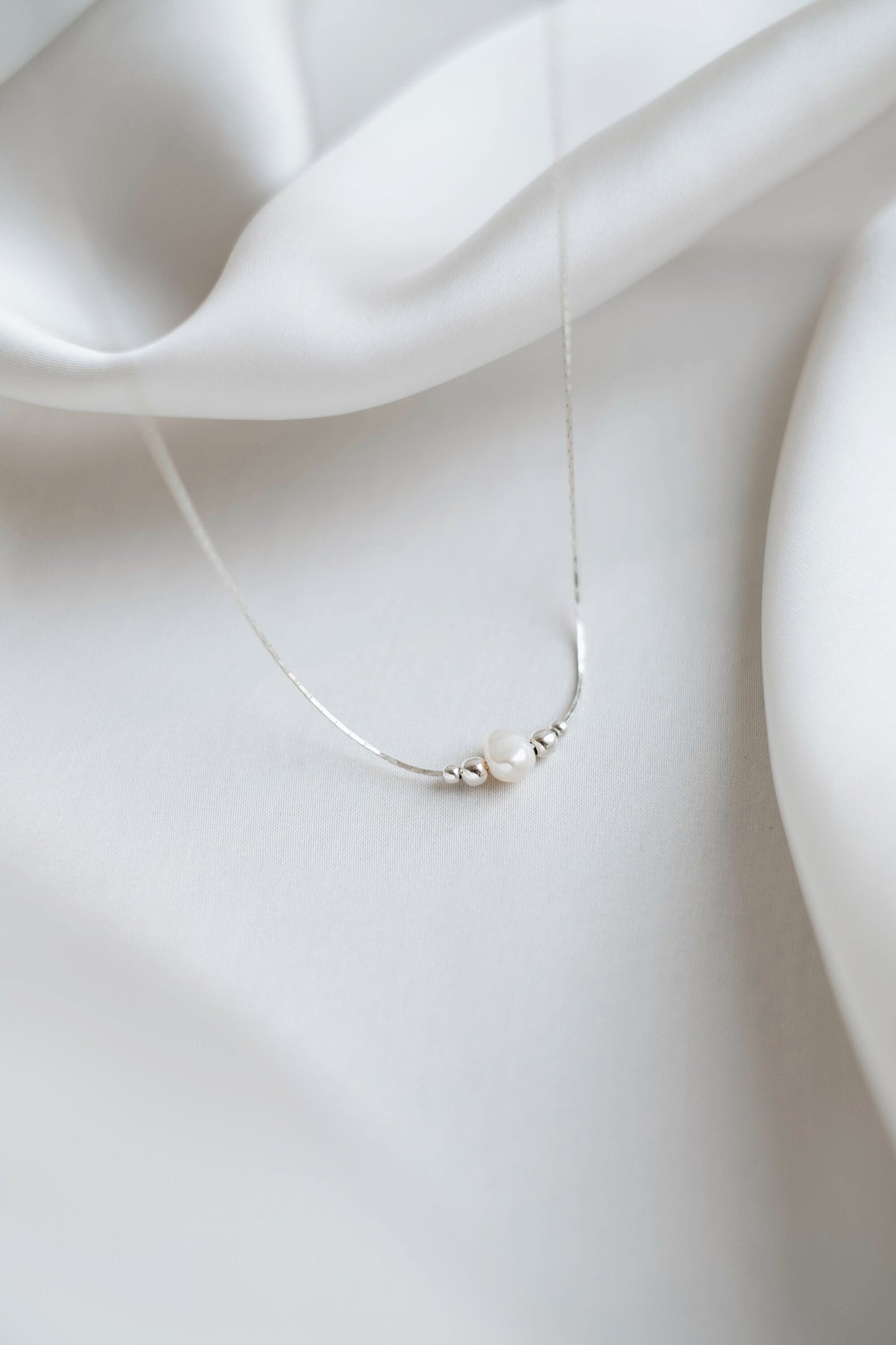 Feine Halskette Silber mit Perlen • Kette mit Süßwasserperle • 925 Silber • Minimalistisch