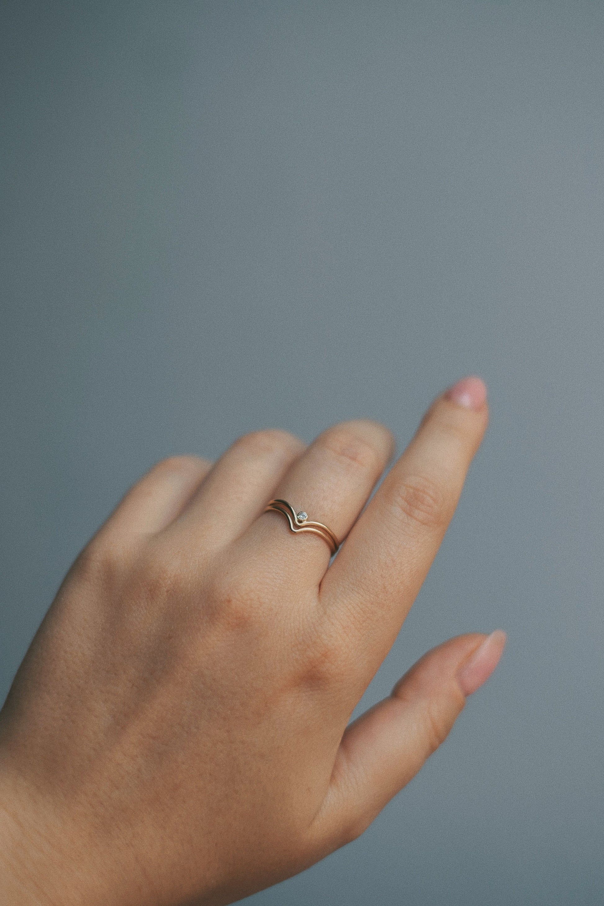 Chevron Ring Set Gold mit Zirkonia • 14k Gold Filled