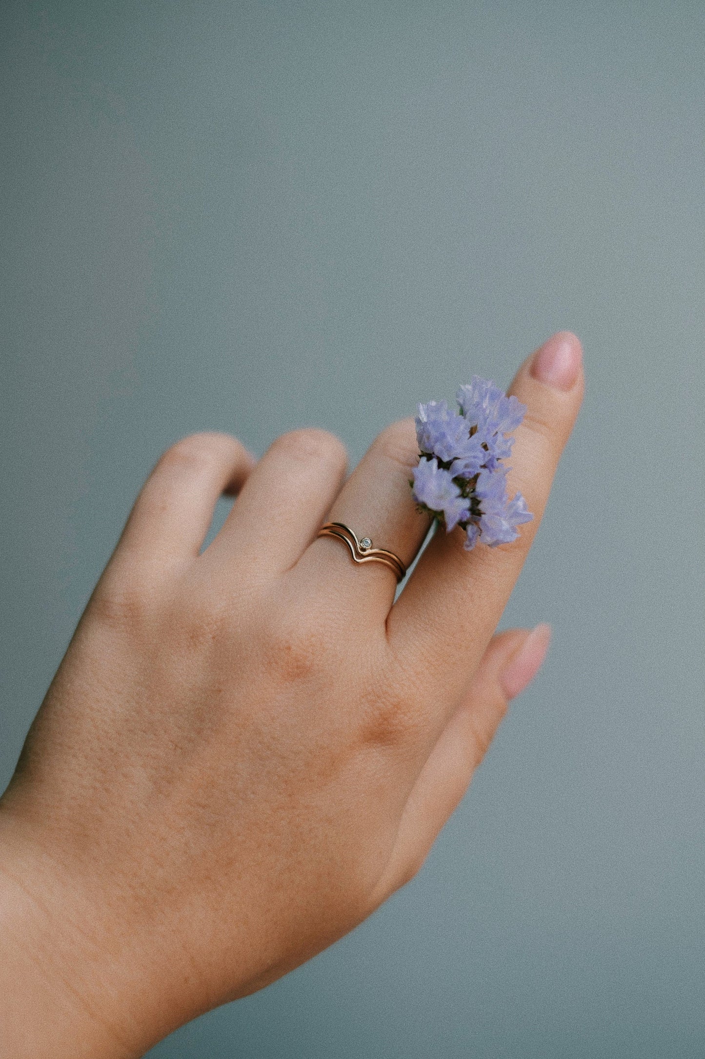 Chevron Ring Set Gold mit Zirkonia • 14k Gold Filled