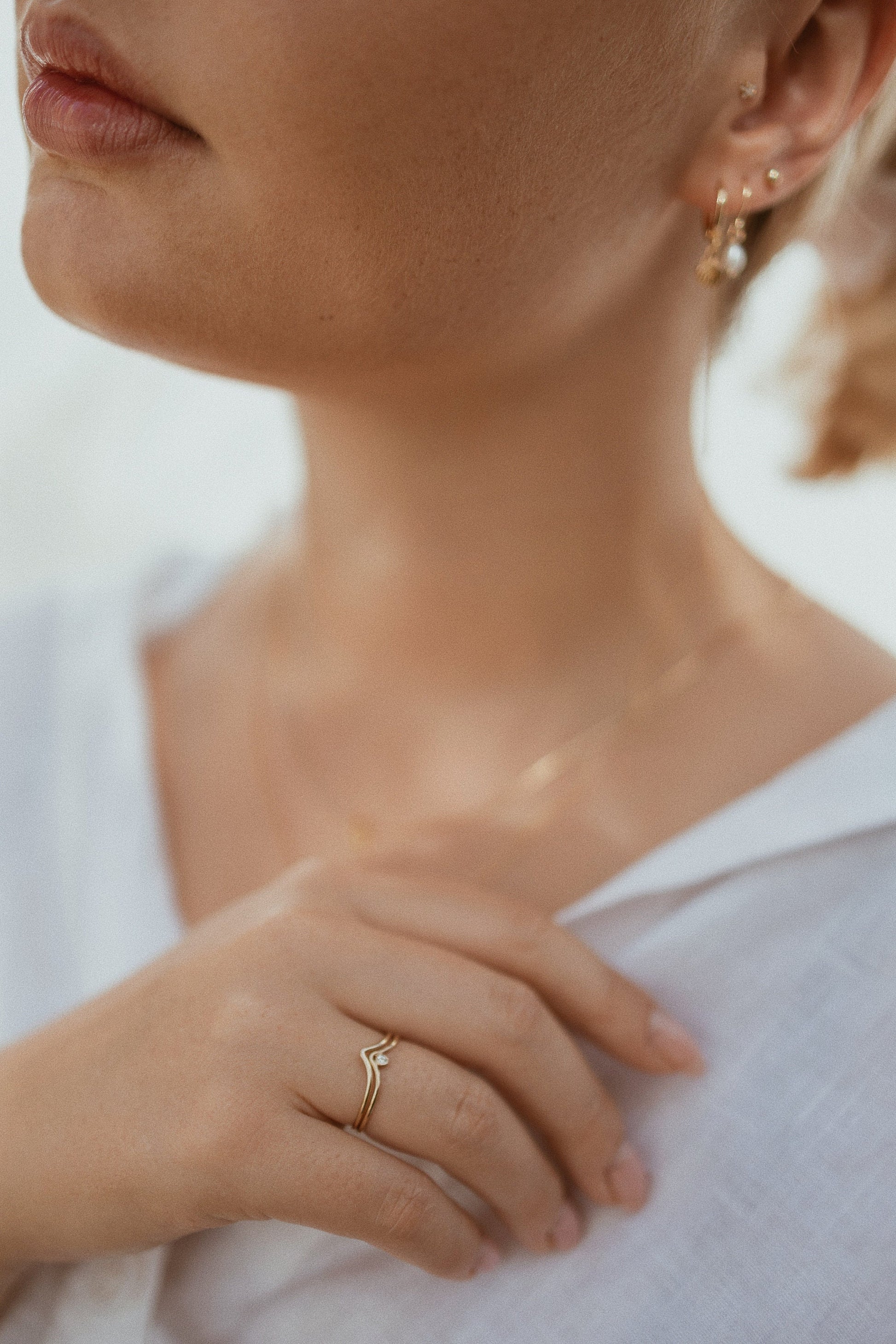 Chevron Ring Set Gold mit Zirkonia • 14k Gold Filled