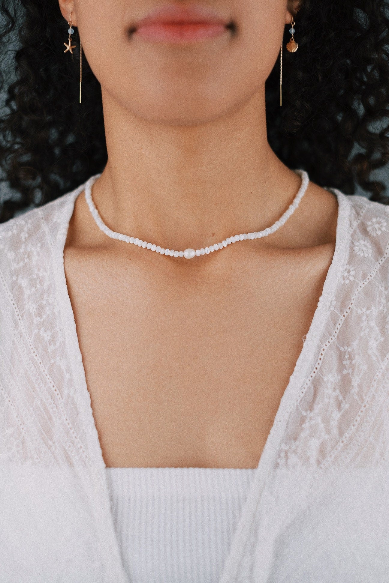 Perlmutt Choker mit Süßwasserperle