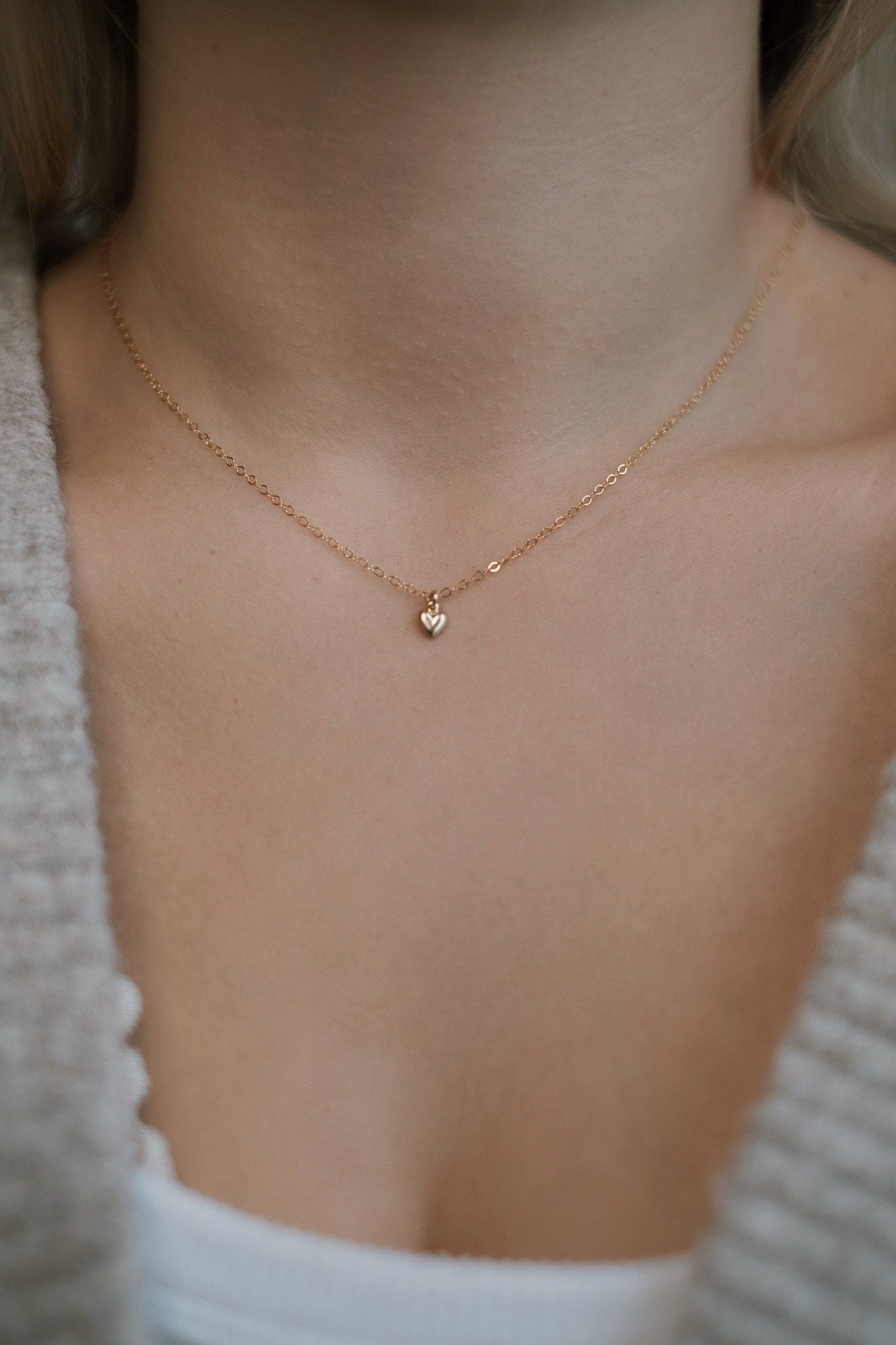 Zarte Kette Gold mit Herz Anhänger • 14k Gold Filled • AMOUR