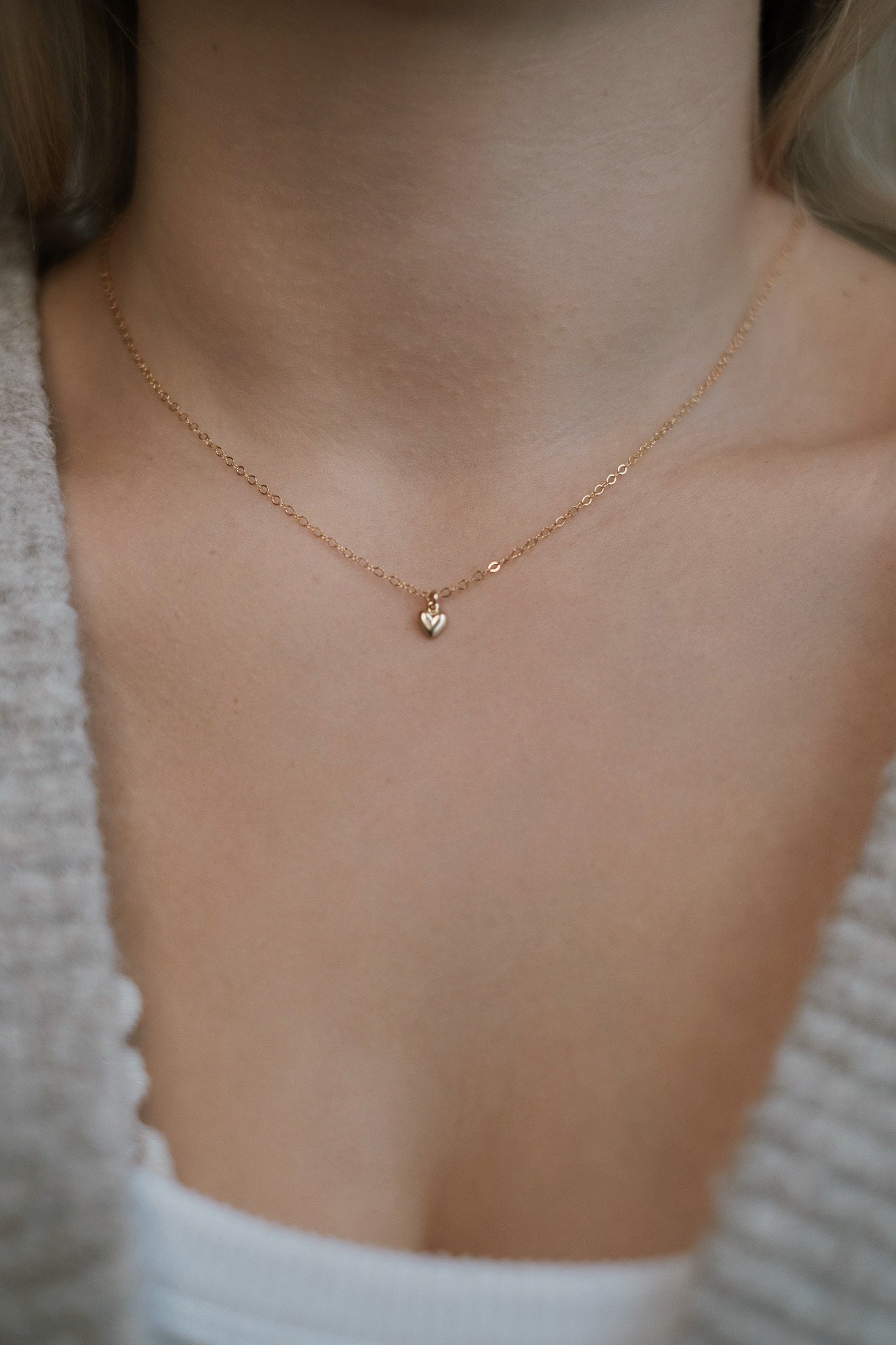 Valentinstag Schmuck Set Kette & Ohrringe Gold mit Herz Anhänger • 14k Gold Filled • AMOUR Set