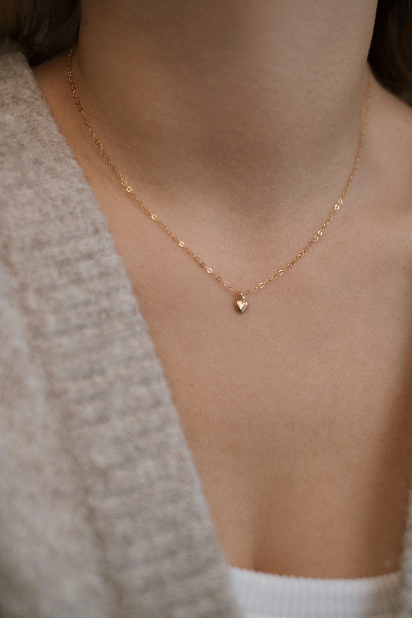 Zarte Kette Gold mit Herz Anhänger • 14k Gold Filled • AMOUR